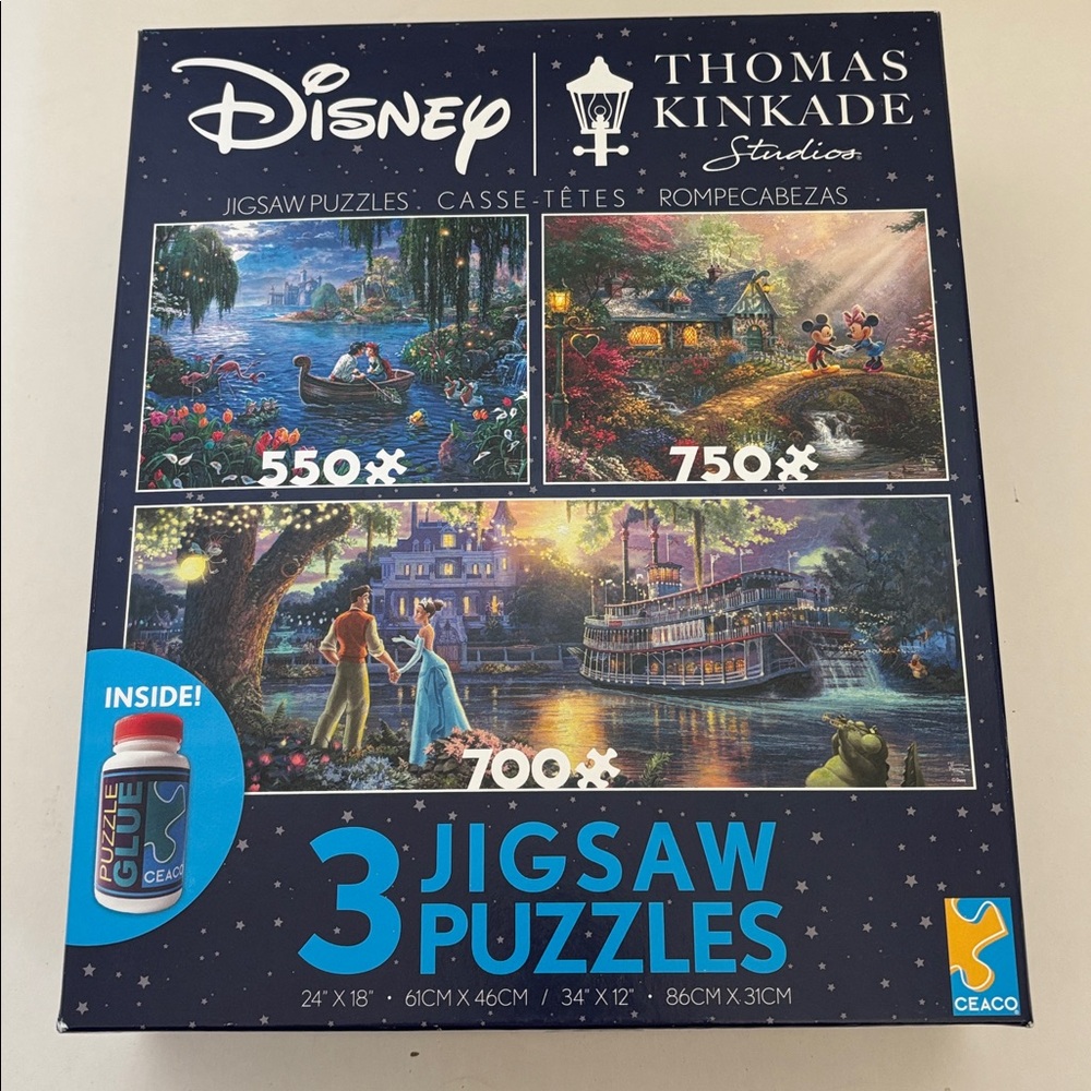 Disney Thomas Kinkade 3 Jigsaw Puzzle Little Mirmaid‎ Mickey Mouse Princess Frog